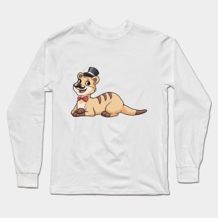 Tiger as groom with bow and cylinder Long Sleeve T-Shirt